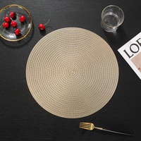 Nouveau Set de Table Rond en PVC, Vente Directe Usine, Luxe Léger, Résistant à la Chaleur, Sans Lavage, Motif Épi de Blé Doré Creux, Idéal Export