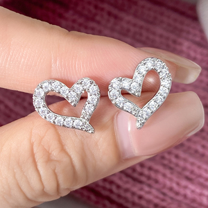 Wholesale Price 18K Gold Plated Waterproof Cubic Zirconia Heart <b>Stud</b> <b>Earrings</b> for Women Valentine's Day Gifts - Product Image 1