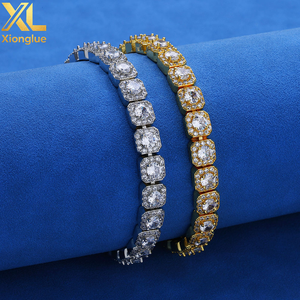 Hip Hop Custom 7Mm Moissanite Square Bead Chain S925 Sterling <b>Silver</b> <b>Men'S</b> Jewelry Accessory Bracelet - Product Image 5