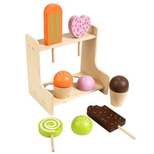 ชุดของเล่นไม้สำหรับเด็กขายส่ง ชุดรถเข็นไอศกรีม โคนไอศกรีม เครื่องทำไอศกรีม ชุดทำเค้กสำหรับเด็ก - Product Image 2