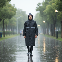 Imperméable long léger et respirant pour adulte, avec bandes réfléchissantes et poches, coupe-vent de sécurité pour le camping et les voyages