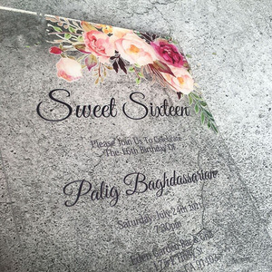 Carte d'invitation imprimée personnalisée avec enveloppe sceau de cire auto-scellant cartes de vœux faites à la main invitation de <span class=keywords><strong>mariage</strong></span> en acrylique - Product Image 6