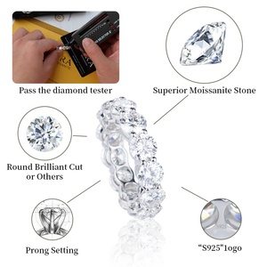 Anillos de Cadena de Tenis Personalizados de Hip Hop de 4mm 5mm 6mm, Plata de Ley 925, Color Gra d, Diamante Vvs Amarillo, Negro, Azul, Moissanita - Product Image 3