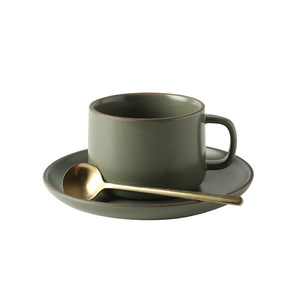 Tasse à café en céramique rétro japonaise de haute qualité, avec anse, pour latte et eau, modèle tendance, avec soucoupe et motif floral - Product Image 5