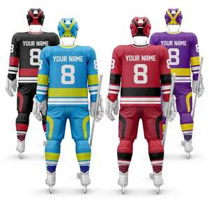 Individuelles Eishockey-Trikot mit Namen und Nummer, Feuchtigkeitsregulierendes Gewebe, Ellbogenschutz-Option für Spieler und Fans - Product Image 4