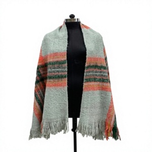Chal Pashmina Reversible de Acrílico Ligero para Mujer, Bufanda Larga a Rayas de Invierno con Flecos para el Día a Día - Product Image 1