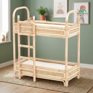 Lits superposés en rotin traditionnel de qualité supérieure pour enfants – idéaux pour les chambres d'enfants et les salles de jeux – en provenance du Vietnam. - Product Image 4