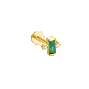 Aretes de Plata de Ley S925 con Circonita Verde para Mujer, Modelo CANNER - Product Image 1