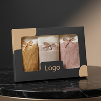 Boîte cadeau en papier kraft recyclable pour chaussettes, finition mate, pliable, emballage pour vêtements de marques de mode avec logo