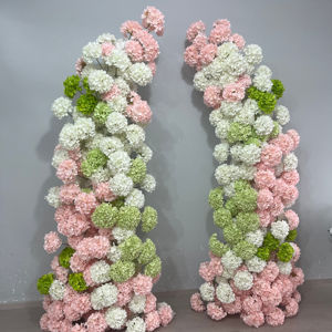 D-HOA058 Artificial hydrangea horn flower arch greenery horn flower arch backdrop pink horn flower arch wedding silk for decor - Product Image 1