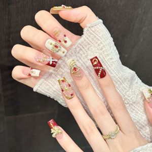 <span class=keywords><strong>Faux</strong></span> <span class=keywords><strong>Ongles</strong></span> de Luxe en Diamant 3D, Motif Fleur, Blancs, Forme Cercueil, Vente en Gros, 10 Pièces, Faits Main, en Acrylique, à Presser, Fournisseur - Product Image 4