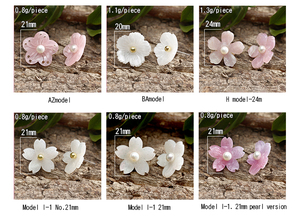 Boucles d'oreilles clous fleur <span class=keywords><strong>pour</strong></span> femme, faites à la main, forme Sakura à cinq pétales, lueur nacrée, légères (0,5g), style clip-on perforé, esthétique quotidienne - Product Image 3