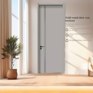 Surface de peinture beige de porte en bois massif simple moderne pour la décoration intérieure de la maison - Product Image 3