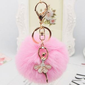 Porte-clés Pompon Artificiel Fille Ballerine <span class=keywords><strong>2022</strong></span>, Design Populaire avec Strass Scintillants, Pompon <span class=keywords><strong>en</strong></span> Fourrure Coloré Ange, Porte-clés Pom Pom - Product Image 6