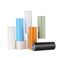 Gobelet isotherme en acier inoxydable de 20 oz, droit et fin, avec couvercle, pour impression par transfert thermique.