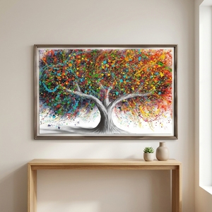 Peinture de paysage <span class=keywords><strong>moderne</strong></span> colorée, art mural abstrait d'<span class=keywords><strong>arbre</strong></span> pour la décoration de la maison, salon, aquarelle sur papier, œuvre étonnante - Product Image 4