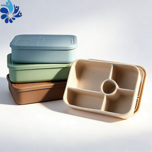 Lonchera de Silicona de 5 Compartimentos, Rectangular, Apta para Microondas, para Uso en la Oficina, con Tapa de Plástico, Color Sólido - Product Image 5