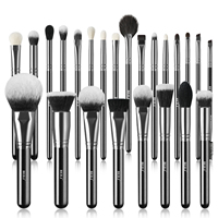 Pinceaux de maquillage à manche en bois noir de luxe Ensemble d'outils cosmétiques de fard à paupières en poudre de poils de chèvre naturels de haute qualité pour le visage et les yeux