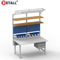 Station de travail de réparation de montres Detall Electronics, table en aluminium avec panneau lumineux LED, surface antistatique, sécurisée ESD