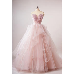 Vestido de fiesta elegante Floral con hombros descubiertos moderno para fiestas, falda de encaje de tul rosa, vestido de noche bordado para niñas, vestido de fiesta para niñas, 2017 - Product Image 4