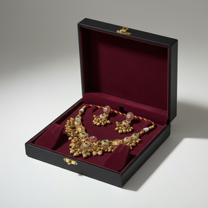 Conjunto de Collar Gargantilla de Plata Estilo Herencia con Diseño de Moneda Tradicional en Oro y Piedras Verdes y Rosas con Pendientes a Juego - Product Image 3