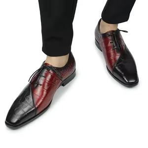 Chaussures habillées Oxford pour homme en cuir véritable faites à la main, chaussures de cérémonie de mariage, chaussures décontractées, chaussures de créateur luxueuses, antidérapantes pour l'automne - Product Image 2