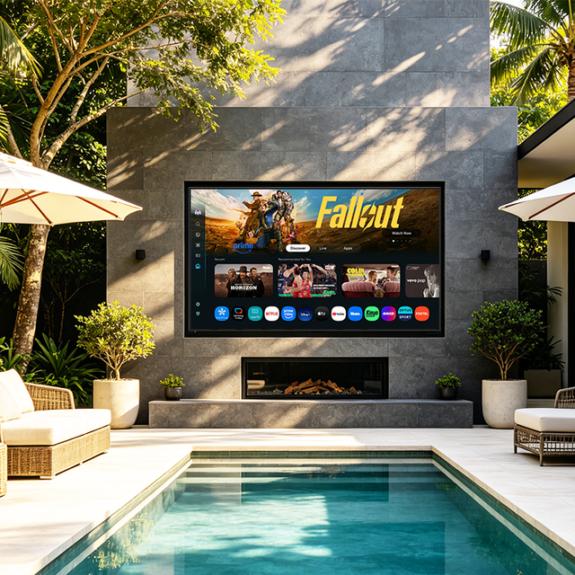 75 Inch Big Screen Outdoor Waterproof Android Smart TV 4K 1000 Nits Sunlight Visible IP55 All-Weather OEM Aluminum Animation