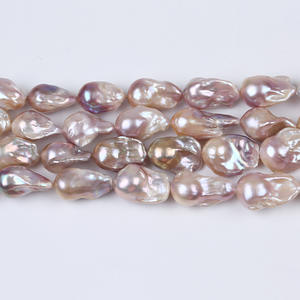 Cadena de Perlas Barrocas de Agua Dulce Naturales de 15-18 mm, Blancas y Moradas, Semiterminadas, para Collar DIY con Perlas Sueltas - Product Image 2