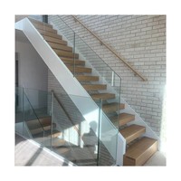 Escalier populaire à double poutre, marches en bois massif, escalier à double plaque avec balustrade métallique