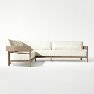 Sofá Seccional Curvo en Forma de L de Teca de Lujo, Conjunto Modular Premium de Madera Maciza para Exteriores, Sofá de Jardín Impermeable para Patio - Product Image 1