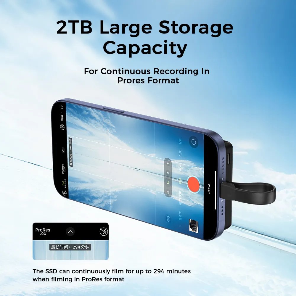 256GB 512GB 1T 2T 옵션 10 Gbps 고속 전송 마그네틱 SSD iPhone 15 저장 용량 확장