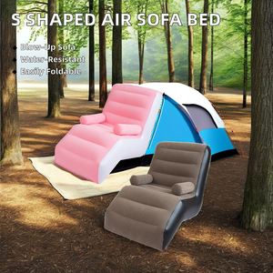 Precio de fábrica en forma de S flocado impermeable sofá de un solo golpe portátil al aire libre playa aire sofá cama para sala de estar para dormir - Product Image 3