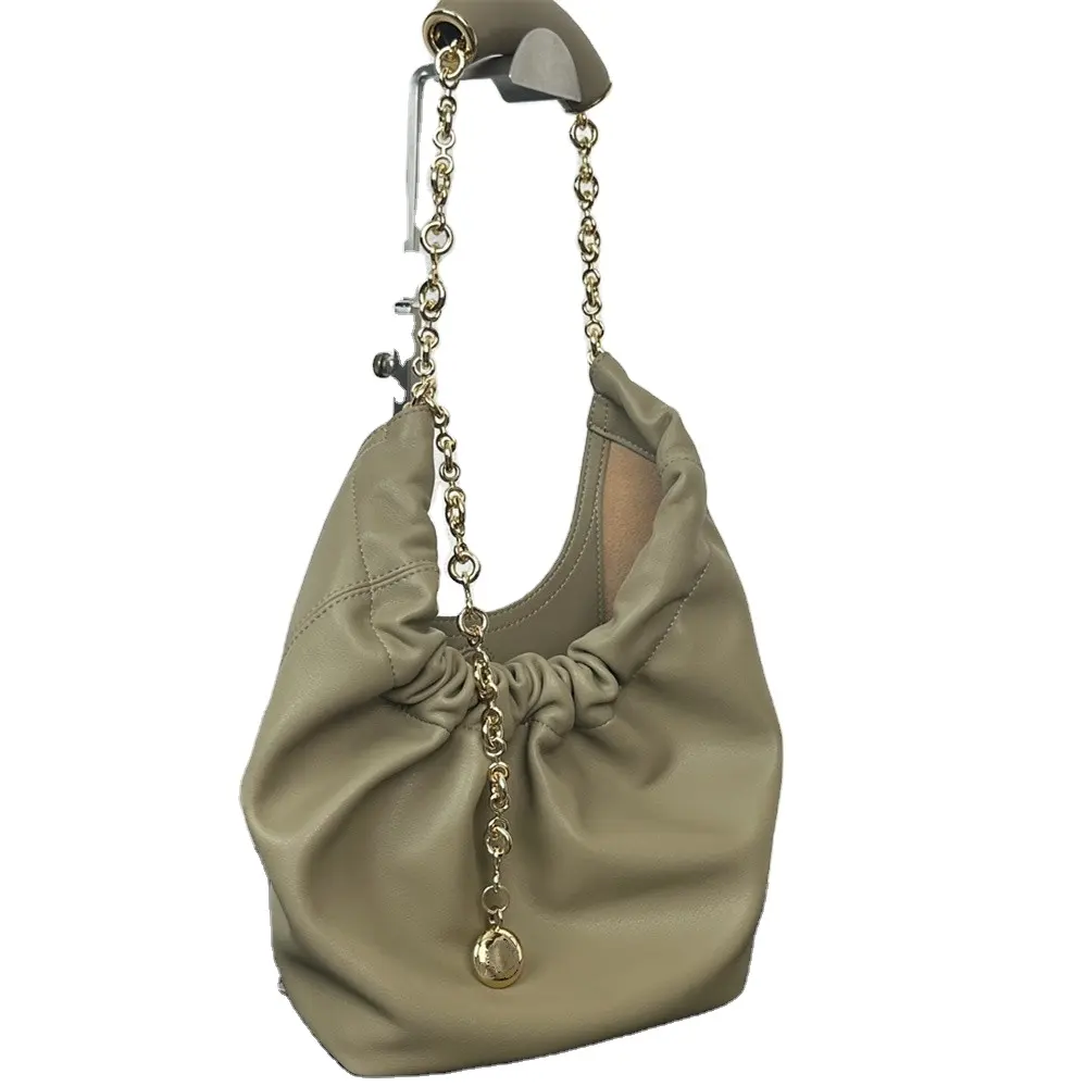 Hakiki deri koyun derisi donut zincir taşıma için bir omuz büyük kova çanta moda commuting yönlü crossbody çanta