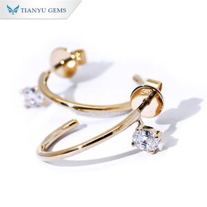 Tianyu Gems Oval Lab Diamonds Half Hoops Pendientes 18K 14K 10K Oro amarillo Mujeres Pendientes DE BODA Joyería Diseño simple Personalizado - Product Image 5