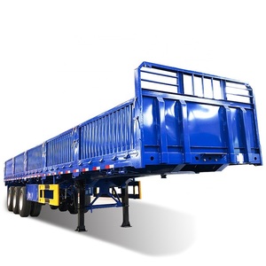 Semi-remorque de transport de marchandises à 3 essieux, 40 pieds, capacité maximale de 40 tonnes, parois latérales en acier, système de freinage pneumatique à double ligne, mécanique - Product Image 1