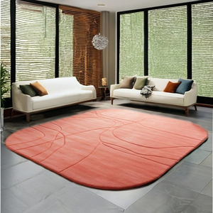 <span class=keywords><strong>Tappeto</strong></span> <span class=keywords><strong>Ovale</strong></span> Moderno di Design, Lussuoso con Stampa Corallo, Morbido e Testurizzato, Antiscivolo per Soggiorno - Product Image 2