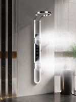 Douche thermostatique LED multifonctionnelle ELOILO en laiton poli et céramique, noire, à poignée unique, avec jets pluie, chaud/froid et massage