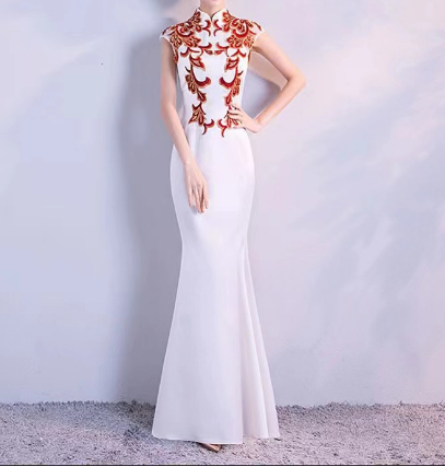 open lace back dress ZHCWT Wedding Party Cheongsam Oriental Evening Dress Chinese Style Women  Elegant Sexy Mini Robe Retro S-3XL (Color : C, Size : XL code): Buy Online  at Best Price in UAE