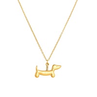 Collier avec pendentif chiot de style dessin animé personnalisé, en acier inoxydable, plaqué or 18 carats, bijoux imperméables pour fille