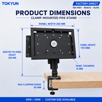 Support de tablette POS en aluminium à pince de bureau, support de comptoir réglable, support multi-trous pour la vente au détail, la restauration, OEM, ODM, vente en gros