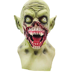 Máscaras de Halloween, Máscara de Demonio Verde Aterrador, Cubrecabezas de Látex, Accesorios de Maquillaje, Máscara Facial Terrificante - Product Image 1