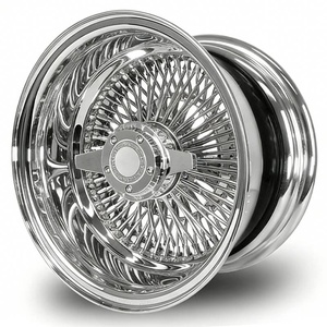 Cerchi a Raggi Cromati Hot Selling da 13, <span class=keywords><strong>14</strong></span>, 15, 16, 17, 18, 20, 21, 22, 24, 26 Pollici, 72 o 100 Raggi, per Auto Americane Classiche Old School e Lowrider - Product Image 5