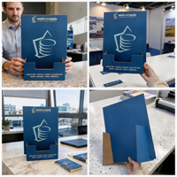 Présentoir de comptoir en carton ondulé personnalisé pour brochures A4 A5 A6, support de documentation pour exposition et point de vente (POS)