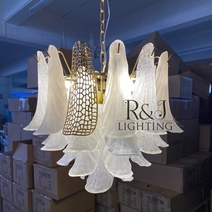 Lámpara de Araña de Lujo Francesa con Aspas Metálicas para Decoración de Interiores, Sala de Estar, Dormitorio, Restaurante, Estilo Nórdico, <span class=keywords><strong>LED</strong></span> Blanco, Cristal de Murano - Product Image 2