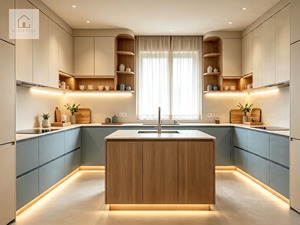 XINGRUOAesthetic Mobili da Cucina in Legno di Noce Ecologici Design Moderno Minimalista Curvo Arredamento Cucina su Misura - Product Image 2