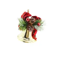 Sinos iluminados de metal dourado, sino de jingle de natal com cone de pinha, ornamento para decoração de natal, férias, artesanato