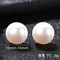Boucles d'oreilles en perles véritables blanches à la mode Clous en argent sterling 925 avec bouton 6mm 8mm 10mm Perles de culture d'eau douce