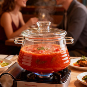 Olla de Cocina de Vidrio de Borosilicato de Alta Calidad Hecha <span class=keywords><strong>a</strong></span> Mano de 2500 ml y 3000 ml, Recipiente Transparente Saludable para Uso Comercial en Restaurantes y Hoteles - Product Image 2