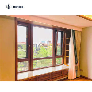 אמריקאי אלומיניום בלבוש עץ זכוכית דלתות וחלונות חיפוי קמור עץ חלון - Product Image 2