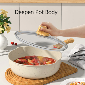 Venta al por mayor 24/28/32cm Corea hogar cocina plana profunda cacerola antiadherente sartén recubierto de cerámica antiadherente sartenes con tapa - Product Image 3